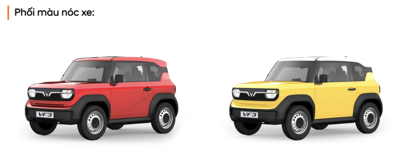 Phối màu nóc xe Vinfast VF3